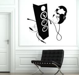 Wall Vinyl Decal Music Headphones Head Phones Speakers Decor 2077Di - thumbnail 1