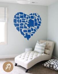 Map Decal For Wall Sticker Office United States Map Usa Large Baby Room -Ak001 - thumbnail 1