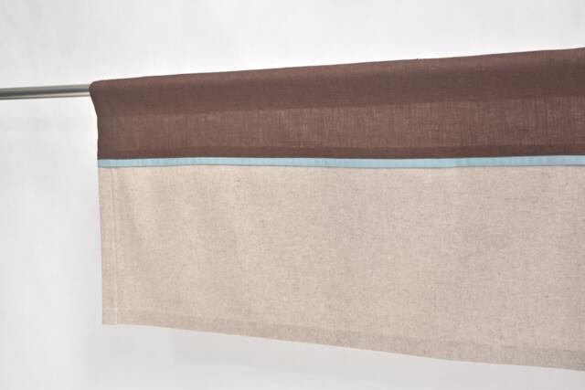 Chocolate Brown Beige Valance - Modern Geometric Color Block Rod Pocket Valance, Mocha Washed Blue Warm Window Topper. Custom - image 1