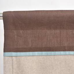 Chocolate Brown Beige Valance - Modern Geometric Color Block Rod Pocket Valance, Mocha Washed Blue Warm Window Topper. Custom - thumbnail 3