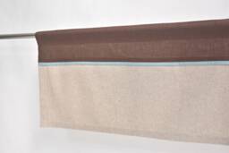 Chocolate Brown Beige Valance - Modern Geometric Color Block Rod Pocket Valance, Mocha Washed Blue Warm Window Topper. Custom - thumbnail 1