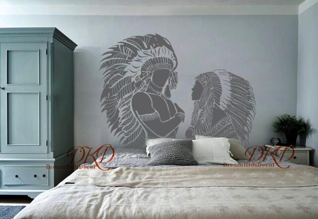 Tribal Chief Vinyl Wall Decal, Indian Home Decor - image 1