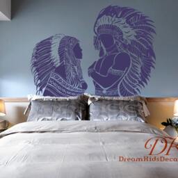 Tribal Chief Vinyl Wall Decal, Indian Home Decor - thumbnail 2