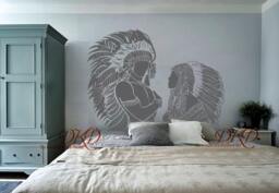Tribal Chief Vinyl Wall Decal, Indian Home Decor - thumbnail 1