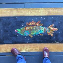 Hand-Painted Fish Floor Art Coastal Decor - thumbnail 2