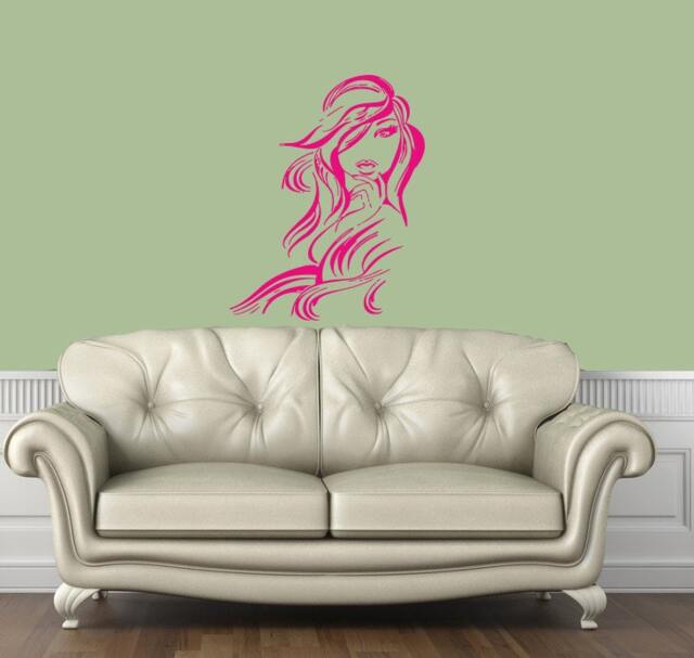Wall Decals Pretty Girl Face Make Up Hair Beauty Salon Home Decor Vinyl Decal Sticker Kids Nursery Baby Room V9 - image 1