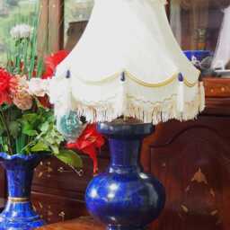 Pair Very Rare & Large Table Lamp Hand Crafted Stunning Genuine Lapis Lazuli Gemstone Lamp From Afghanistan No(M - thumbnail 2