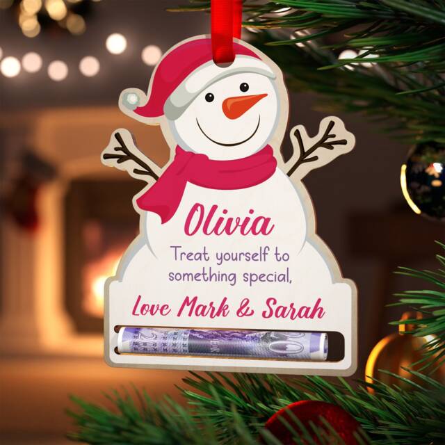 Money Holder Ornament - Christmas Gift Personalised Wallet For Girls With Red Bag - image 1
