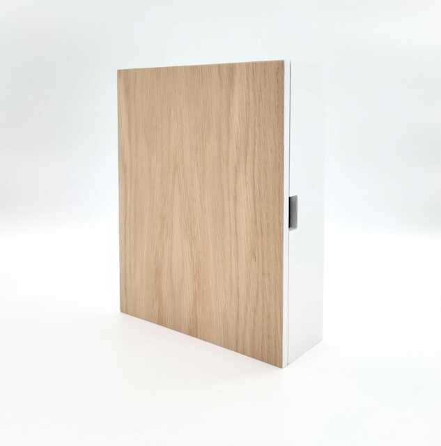 Minimalist Oak Veneer Key Cabinet - Modern Wall Mount Organizer Box New Home Gift - image 1