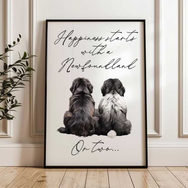 Happiness Starts With A Newfoundland Dog Or Two Wall Print - image 1