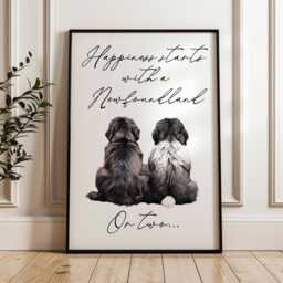 Happiness Starts With A Newfoundland Dog Or Two Wall Print - thumbnail 1
