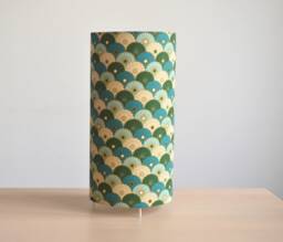 Blue Table Lamp With Japanese Turquoise Green Umbrella Pattern, Bedroom Tube Lamp, Living Room - thumbnail 1