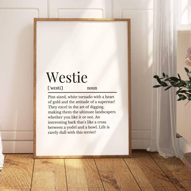Westie Definition Print, West Highland Terrier Wall Print For Owner, Mum, Dog - image 1