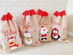 Personalised Christmas Sack~Christmas Eve Stocking~Father Christmas~Reindeer~Penguin~Snowman - thumbnail 1