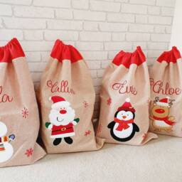 Personalised Christmas Sack~Christmas Eve Stocking~Father Christmas~Reindeer~Penguin~Snowman - thumbnail 3