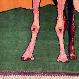 Afghan Camel Scene Wool Rug Handwoven Desert Landscape Wall Hanging - 2.1x3.1 Ft - thumbnail 2