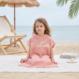 Custom Hand-Crocheted Name Hooded Baby Towel, Personalized Flower Beach Towel For Girl Summer - thumbnail 3