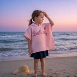 Custom Hand-Crocheted Name Hooded Baby Towel, Personalized Flower Beach Towel For Girl Summer - thumbnail 2
