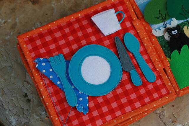 Place Setting Page For Custom Built Quiet Book By Tomtoy, Fabric Busy Book Pages, 20x20cm, Single - image 1