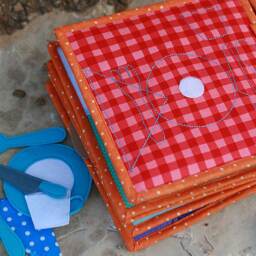 Place Setting Page For Custom Built Quiet Book By Tomtoy, Fabric Busy Book Pages, 20x20cm, Single - thumbnail 2