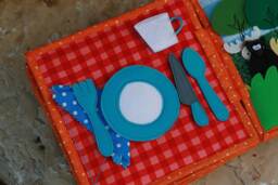 Place Setting Page For Custom Built Quiet Book By Tomtoy, Fabric Busy Book Pages, 20x20cm, Single - thumbnail 1