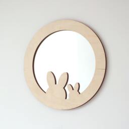 Bunny Rabbit Mirror, Nursery Decor, Natural Nursery, Baby Shower Gift - thumbnail 2
