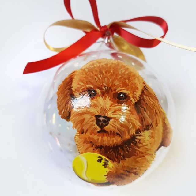 Personalized Dog Portrait On Christmas Bauble. Pet Lover Gift Ornament. Dog's First Souvenir, Artistic Object For Pet Lovers - image 1