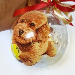 Personalized Dog Portrait On Christmas Bauble. Pet Lover Gift Ornament. Dog's First Souvenir, Artistic Object For Pet Lovers - thumbnail 2
