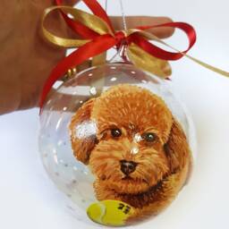 Personalized Dog Portrait On Christmas Bauble. Pet Lover Gift Ornament. Dog's First Souvenir, Artistic Object For Pet Lovers - thumbnail 3
