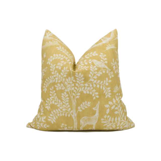 Nina Campbell - Foret Ochre 1 Enchanting Green Woodland Wildlife Scenes Cushion Cover Handmade Throw Pillow Designer Home D??cor - image 1