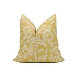 Nina Campbell - Foret Ochre 1 Enchanting Green Woodland Wildlife Scenes Cushion Cover Handmade Throw Pillow Designer Home D??cor - thumbnail 1