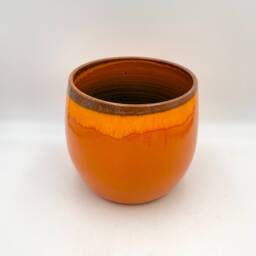 Less Than Perfect - Glossy Orange Ceramic Plant Pot Handmade Indoor Pots, Discounted As Faulty Items - thumbnail 3