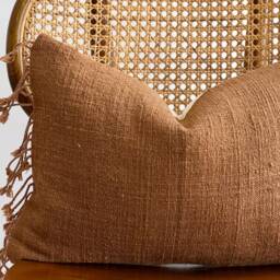 Brown Tribal Hemp Hand Woven Natural Dye Color Pillow Cover - thumbnail 2
