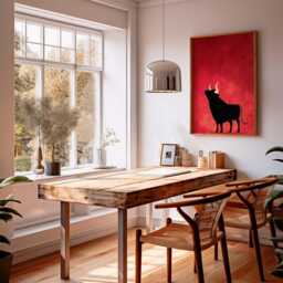 Minimalist Spanish Bull Art Print, Matador Rojo Red Black Poster, Taurus Zodiac Western Farmhouse Decor - thumbnail 3