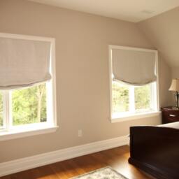 Custom Beige Faux Linen Roman Shade, European Relaxed Style - thumbnail 2