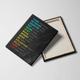 Positive Happiness Words List Quotes Motivational Inspirational, Framed Canvas Wall Art Poster Print, Home Office & Room Decor, Gift Idea - thumbnail 2