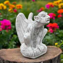 Concrete Gremlin Statue Stone Gargoyle Figurine Outdoor Guardian Sculpture Medieval Yard Ornament Gothic Garden Decor Monster Lover Gift - thumbnail 2