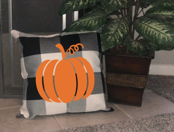 Pumpkin Pillow/Throw Personalized Home Decor Decorative Buffalo Plaid Fall