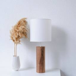 Stylish Walnut Standing Lamp For Modern Living Room, Bedside Rustic Bedroom, Mid Century Desk - thumbnail 2