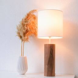 Stylish Walnut Standing Lamp For Modern Living Room, Bedside Rustic Bedroom, Mid Century Desk - thumbnail 4