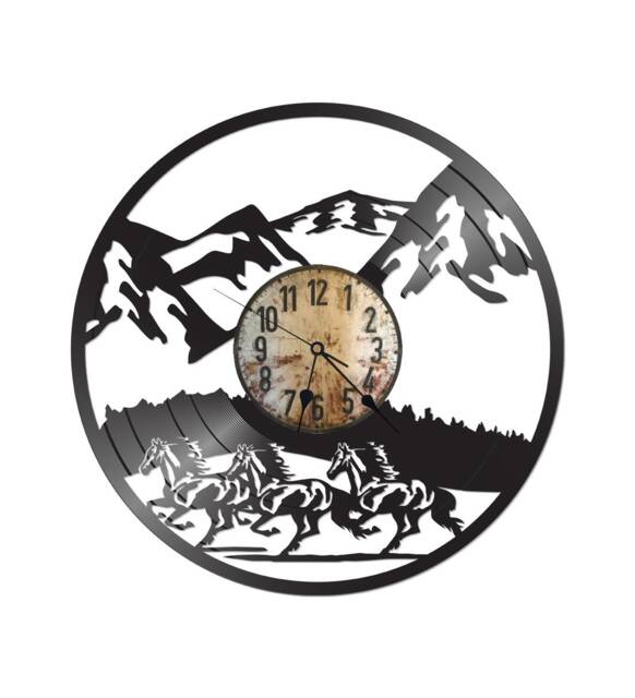 Free Shipping Western Horses Themed Vinyl Album Record Clock Made in The > Usa - image 1