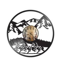 Free Shipping Western Horses Themed Vinyl Album Record Clock Made in The > Usa - thumbnail 1