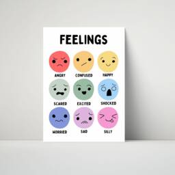 Feelings Emotions Posters - Calm Regulation -Kids Educational Wall Art Childrens Bedroom Playroom Affirmations Rainbow Bright Quotes - thumbnail 3