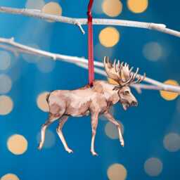 Moose Christmas Tree Decoration, Birch Plywood Ornament, Animal Lover Gift, Festive Watercolour Art, Traditional Keepsake - thumbnail 1