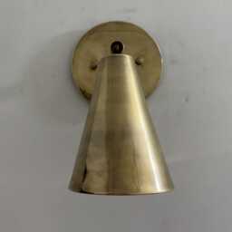 Mid-Century Modern Brass Wall Sconce Cone Lamp, Raw Finish - thumbnail 2