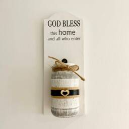 Home Gift, God Bless This Home & All Who Enter, Decor, Wooden Sign, Pen Jar, Plaque, Wall Hangings, Gift, New - thumbnail 1