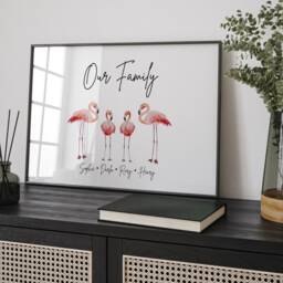 Personalised Framed Flamingo Family Print, Sign, Gift, Home Decor Gifts, Gift For Friend - thumbnail 3