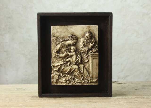 Relief With Frame, Renaissance Style Nativity, Reproduction Made Of Acrylic Resin, Light Included, Religious Decoration - image 1