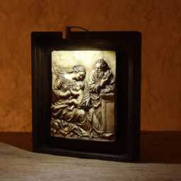 Relief With Frame, Renaissance Style Nativity, Reproduction Made Of Acrylic Resin, Light Included, Religious Decoration - thumbnail 2