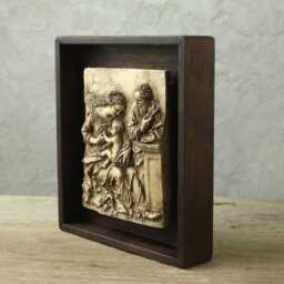 Relief With Frame, Renaissance Style Nativity, Reproduction Made Of Acrylic Resin, Light Included, Religious Decoration - thumbnail 3